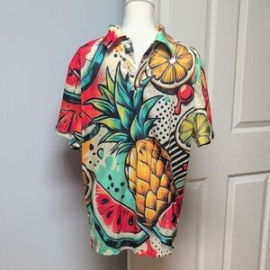 Vibrant Tropical Polo Shirt Size XL